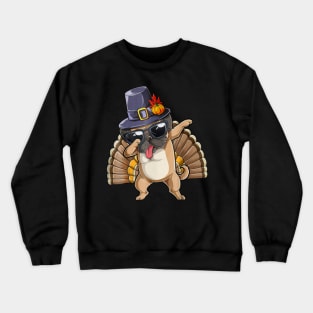 Thanksgiving T shirt for Boys Men Dabbing Pug Turkey Crewneck Sweatshirt